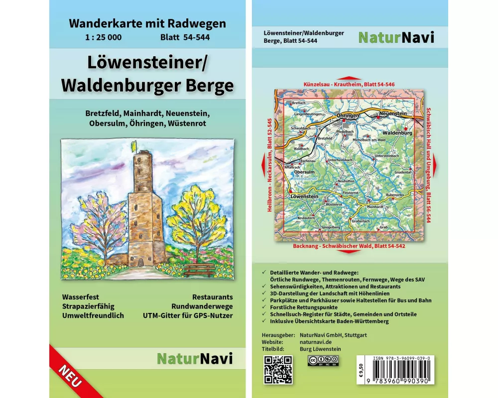 Löwensteiner/Waldenburger Berge 1 : 25 000, Blatt 54-544