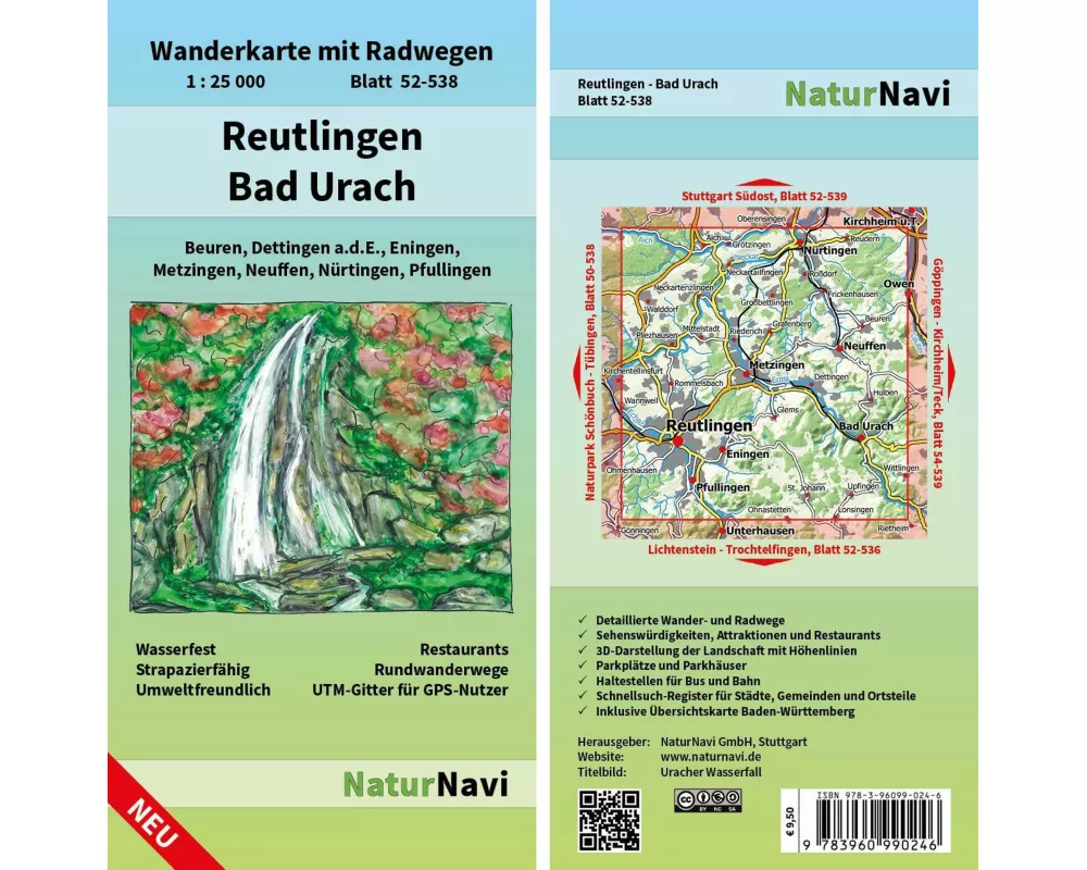 Reutlingen - Bad Urach 1 : 25 000, Blatt 52-538