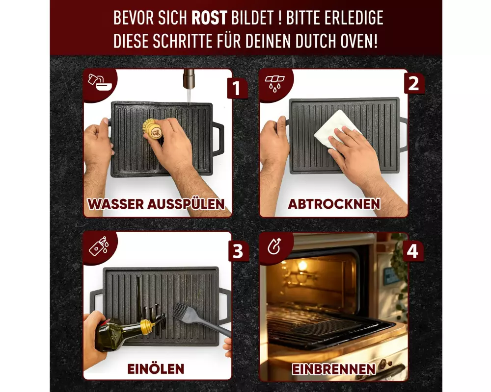 Gusskoenig Eingebrannte Grillplatte 33 cm