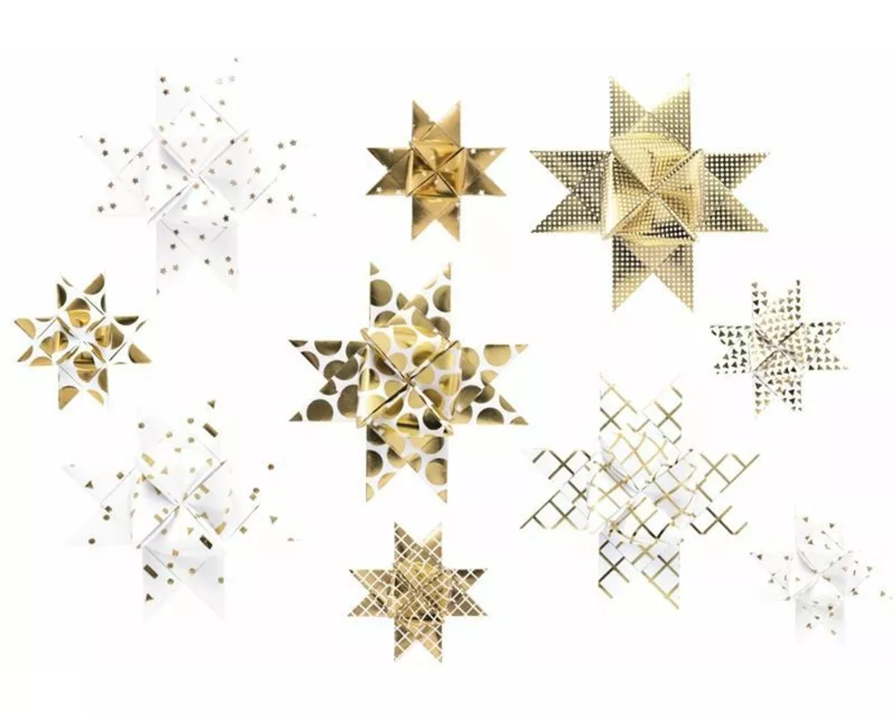 Fröbelsterne GRAPHIC, WEISS/GOLD