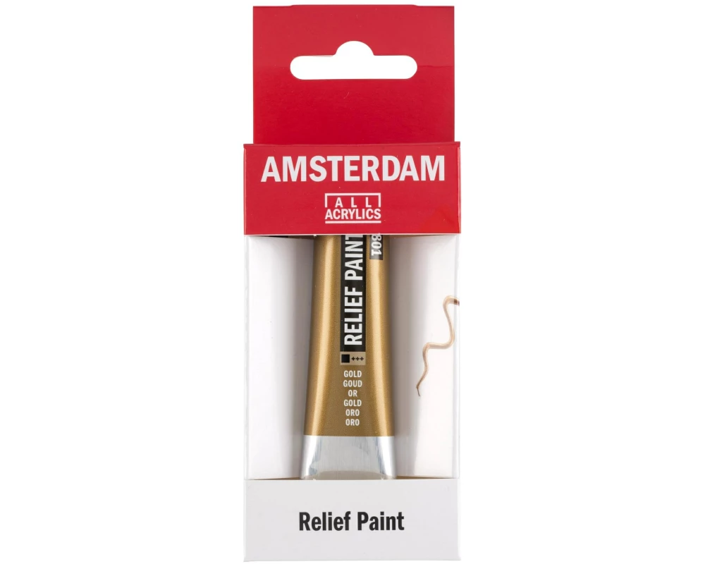 Amsterdam Acrylfarbe Reliefpaint 801 Gold deckend, 20 ml 20 ml, Gold