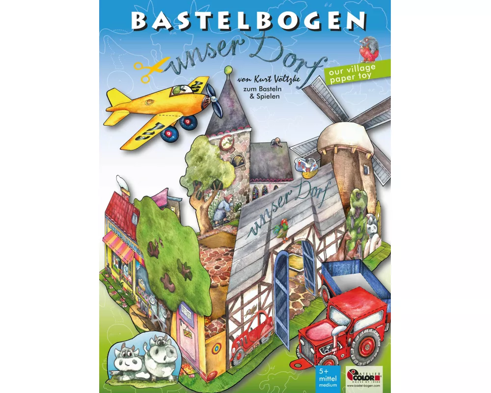 Unser Dorf basteln Bastelbogen Ausschneidebogen für Kinder 7+