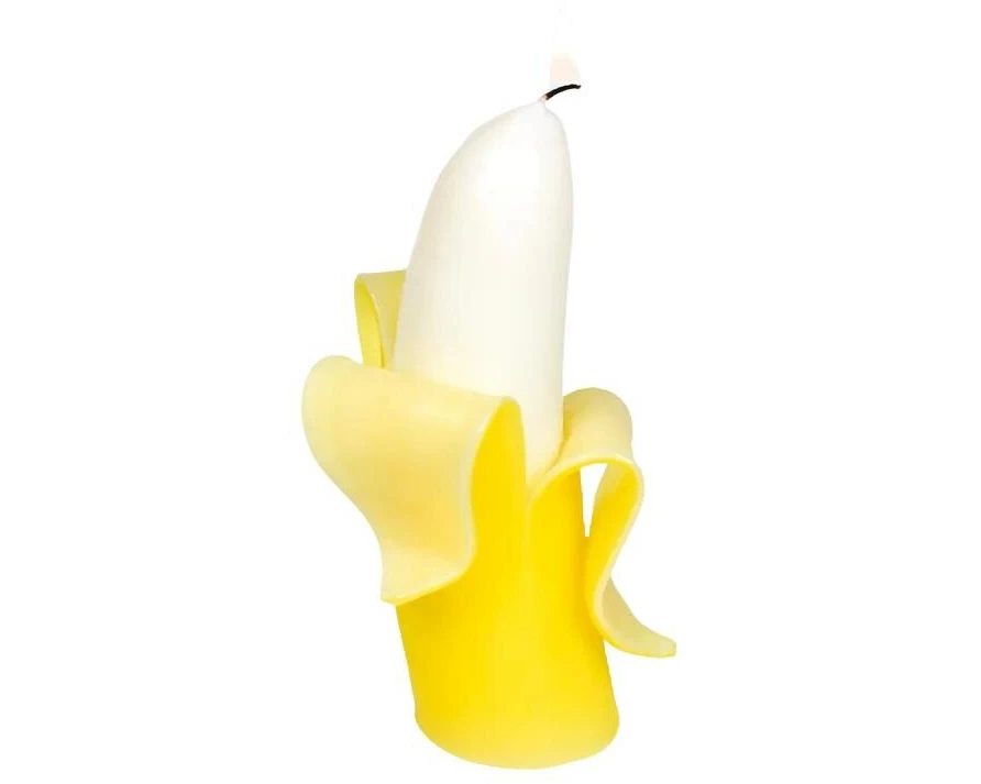 54Celsius Kerze Big Banana 16.5 cm x 9 cm, Gelb/Weiss
