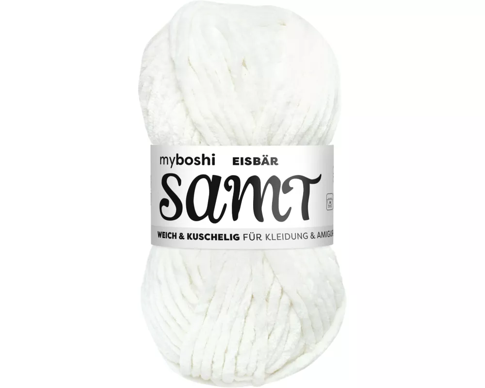 myBoshi Wolle Chenille Samt Eisbär 100 g, 100 m