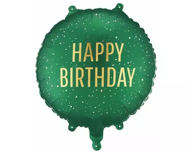 Partydeco Folienballon Happy Birthday 35 x 35 cm, Dunkelgrün