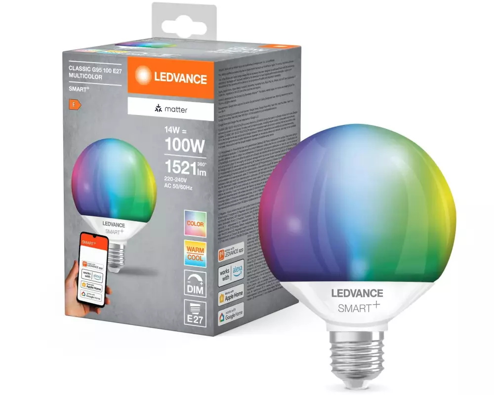 Ledvance SMART+ Matter Globe Multicolor 14W 827-865 E27
