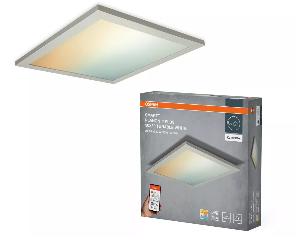 OSRAM LED-Panel 300 x 300 mm, 20 W, 1500 lm, 3000-6500 K, Weiss