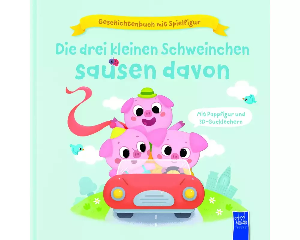 Geschichtenbuch mit Spielfigur - Die drei kleinen Schweinchen sausen davon