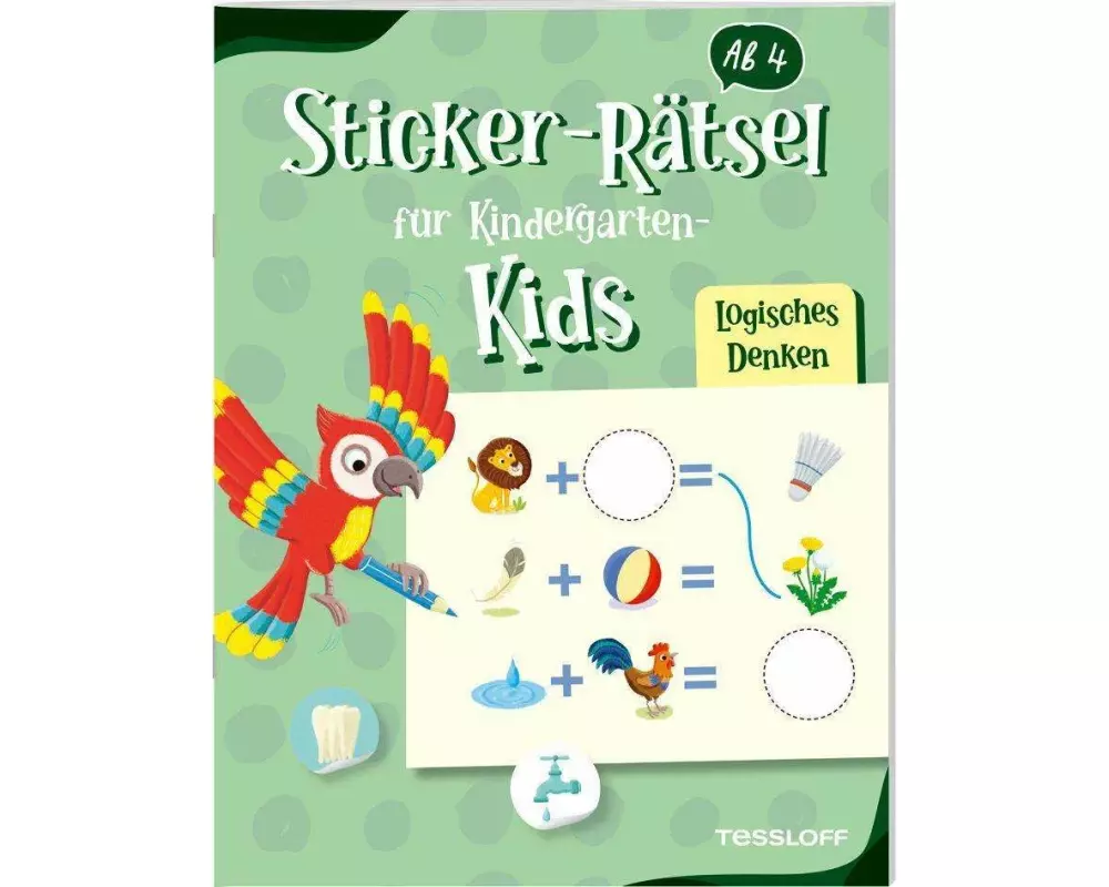 Sticker-Rätsel für Kindergarten-Kids. Logisches Denken