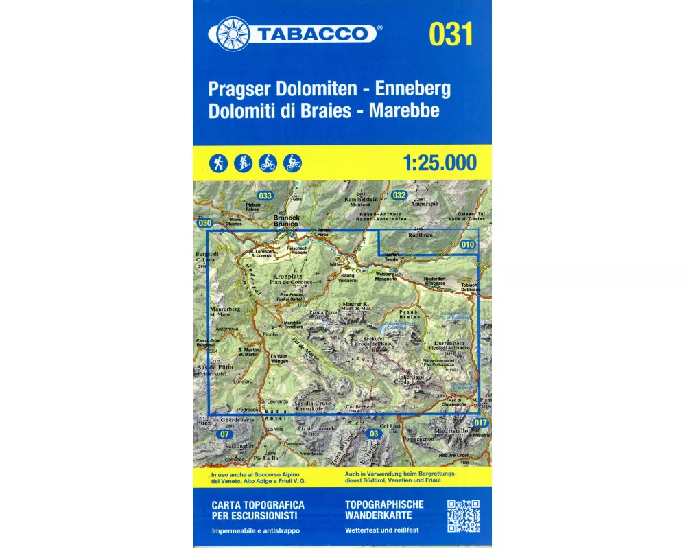 Tabacco Wandern Pragser Dolomiten 1:25000