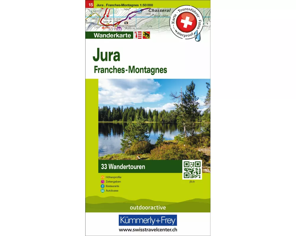 Kümmerly+Frey Wandertourenkarte 15 Jura 1:50.000