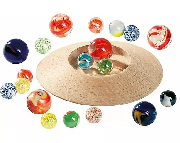 Murmeltellerspiel mit 31 Murmeln