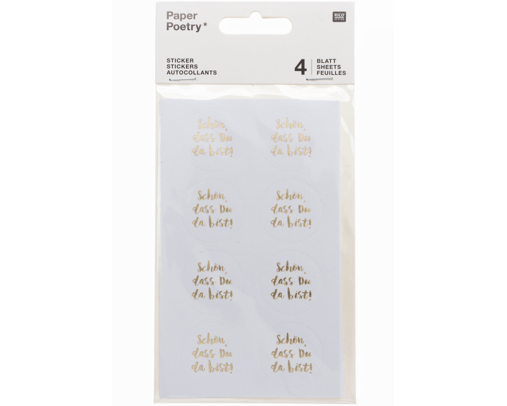 RICO DESIGN Sticker Schoen dass du 99001.22.12 weiss 32 Stück