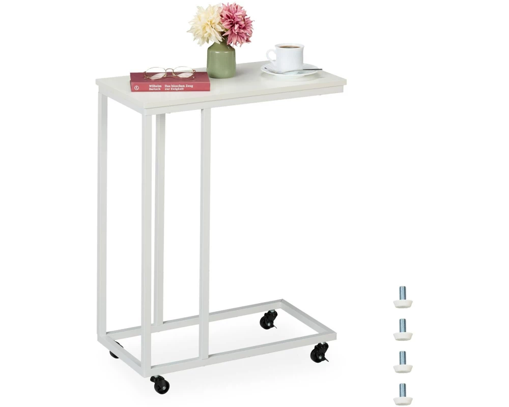 relaxdays Beistelltisch 60 x 79 cm, Weiss