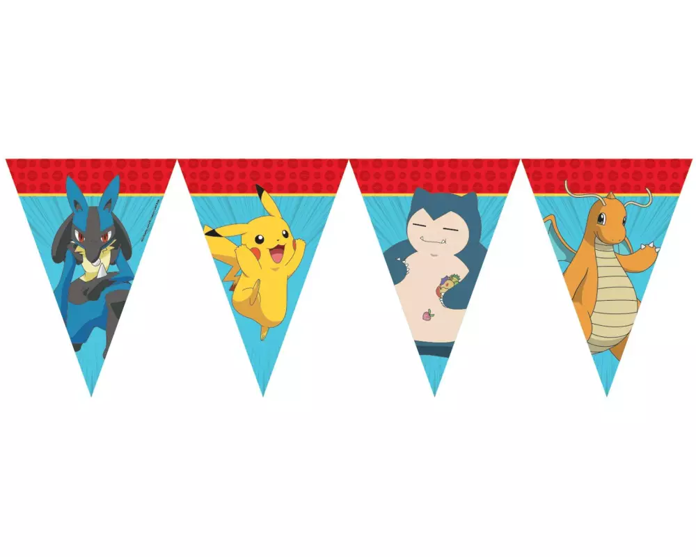 We fiesta Party Girlande Flaggen Pokémon 2.3 m, Mehrfarbig