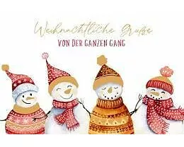 Doppelkarte. Green Karma X-MAS - Fröhliche Schneemänner