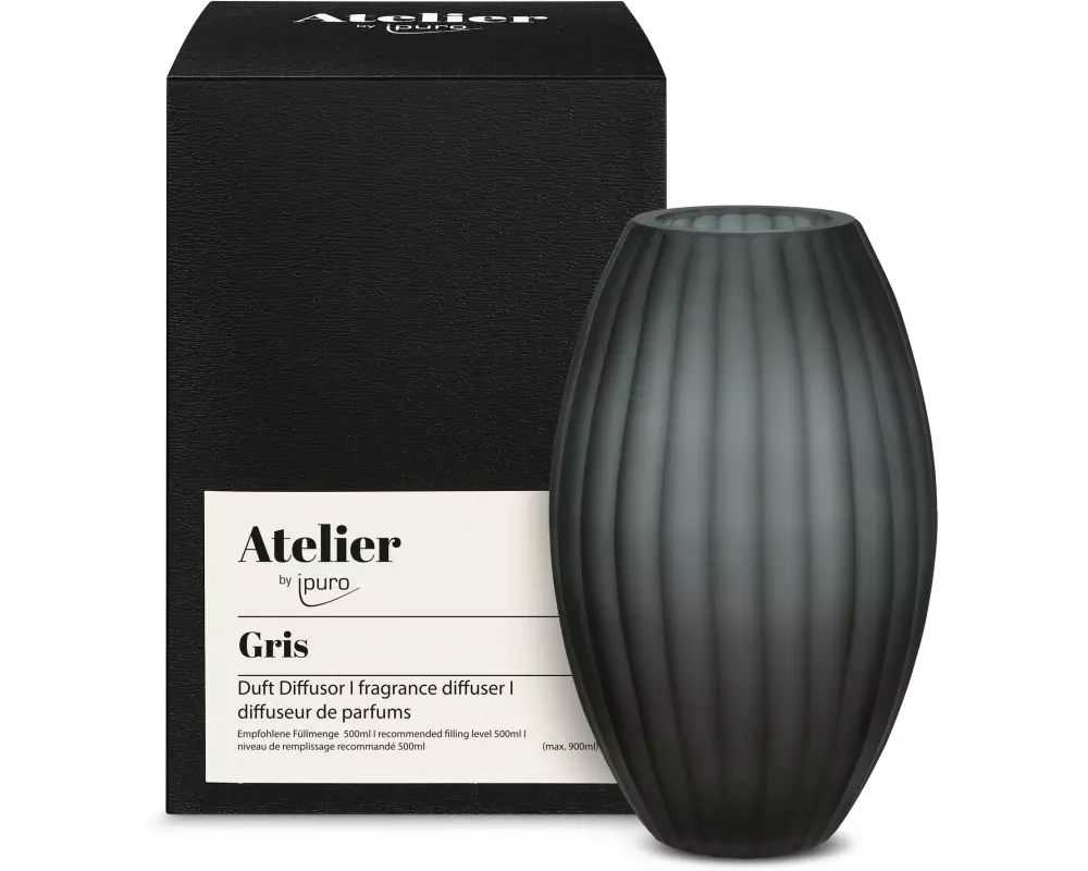 ipuro Raumduft Vase Grau, Mittel, 900 ml