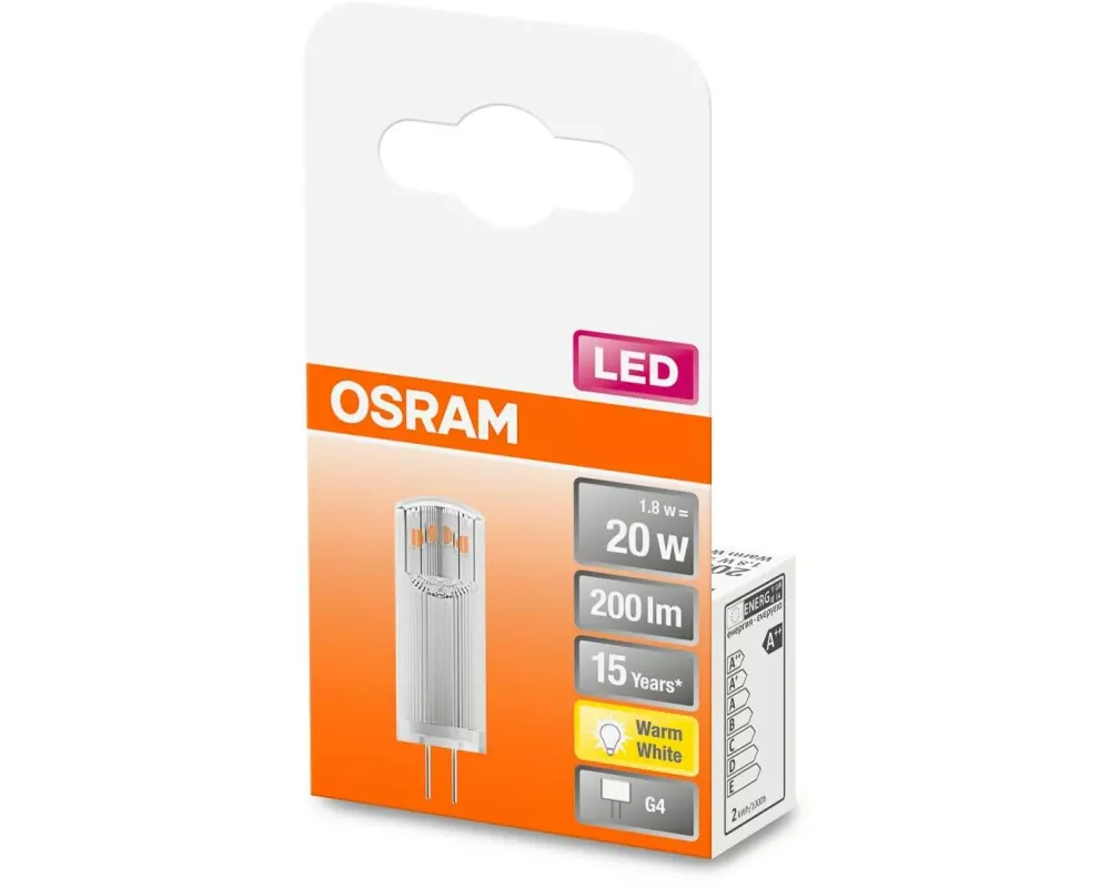 OSRAM Lampe Star Pin 20, 1.8W, G4 Warmweiss (WW)
