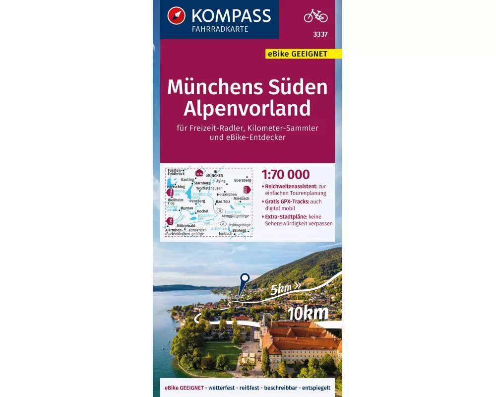 KOMPASS Fahrradkarte 3337 Münchens Süden, Alpenvorland 1:70.000