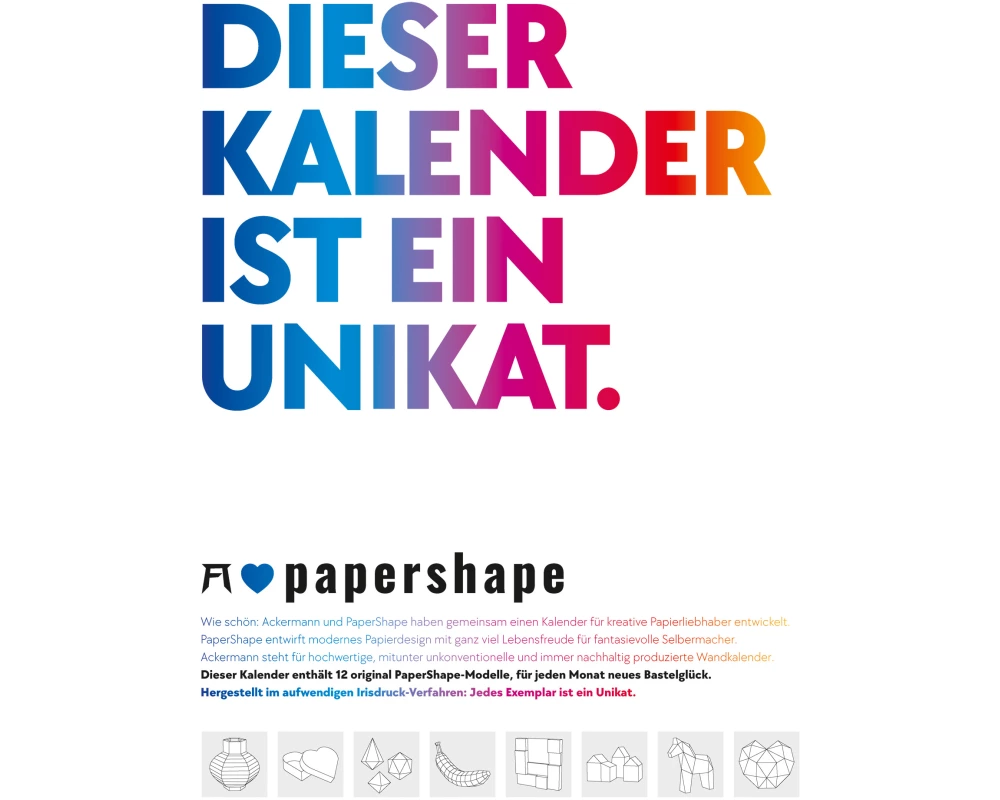 PaperShape - Dieser Kalender ist ein Unikat - Immerwährender Kalender