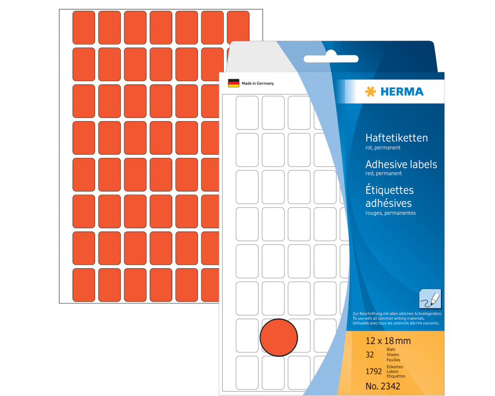 HERMA Etiketten 12×18mm 2342 rot 1792 Stück