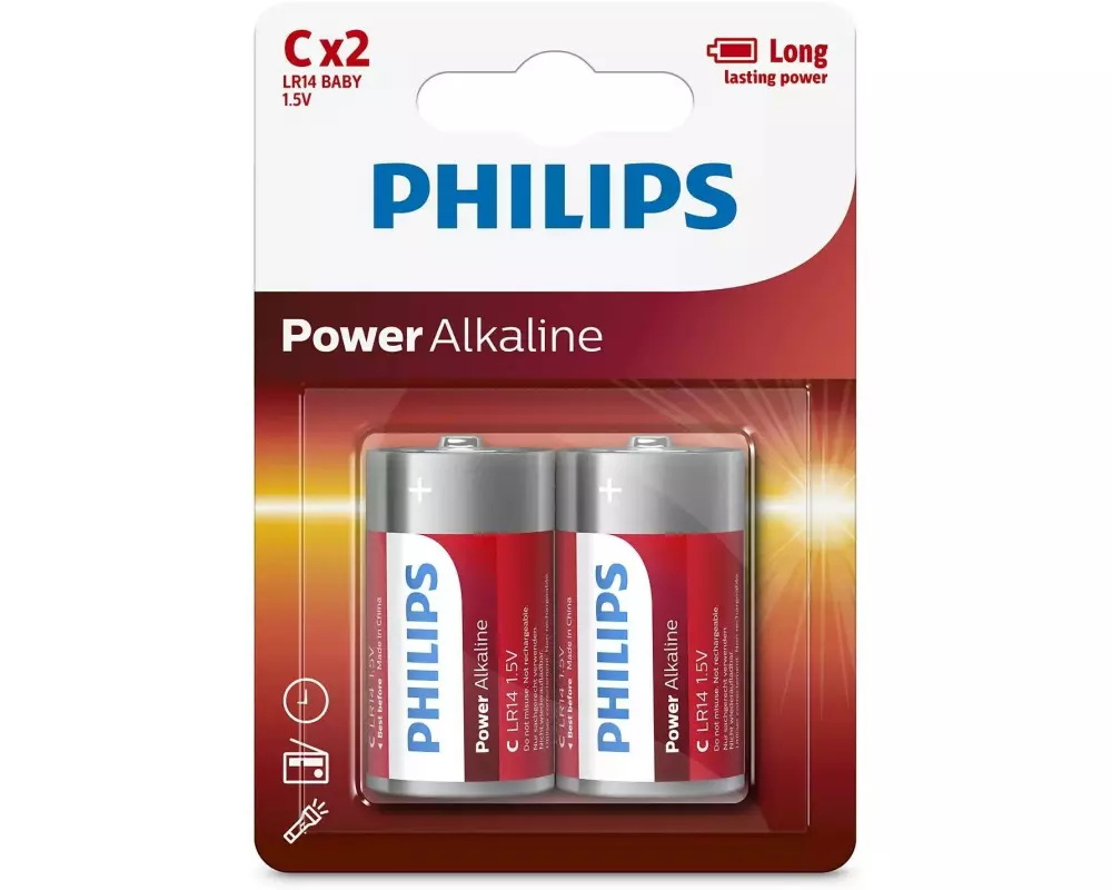 Philips Batterie Power Alkaline C / LR14 , 2 Stück