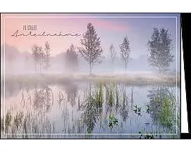 Doppelkarte. Pergament - In stiller Anteilnahme - Bäume am Wasser