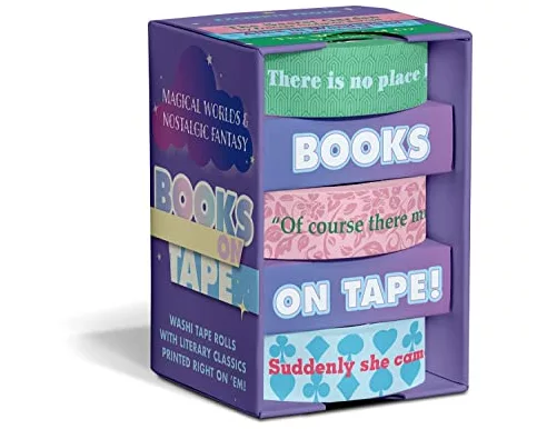 Magical Worlds & Nostalgic Fantasy Books on Tape - 3 Washi Tape Rolls Printed With Literary Classics