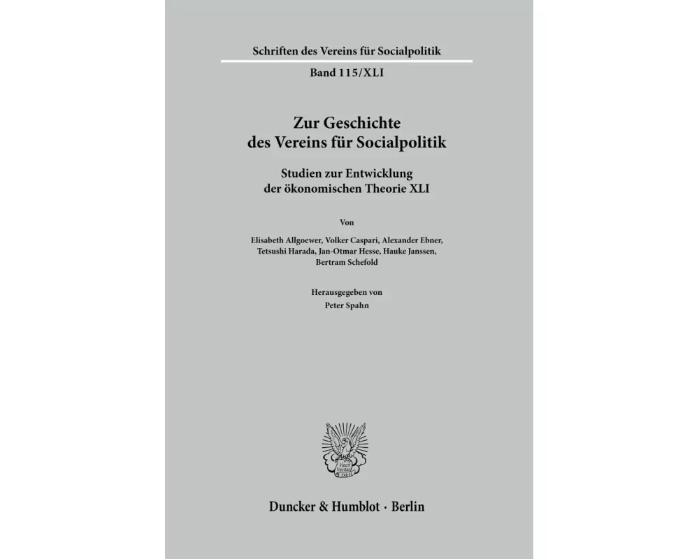 Zur Geschichte des Vereins für Socialpolitik