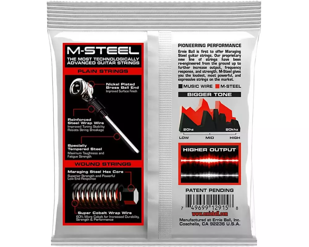 Ernie Ball Gitarrensaiten 2915 Slinky M-Steel – Skinny Top 10-52