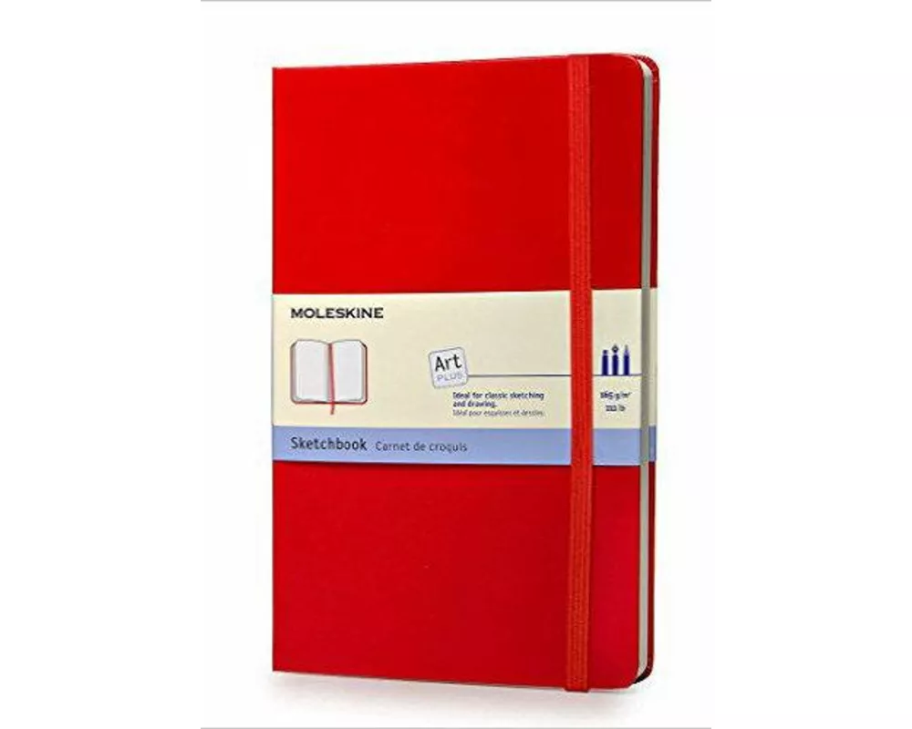 Moleskine Art Plus Sketchbook, Large, Plain, Red, Hard Cover (5 x 8.25)