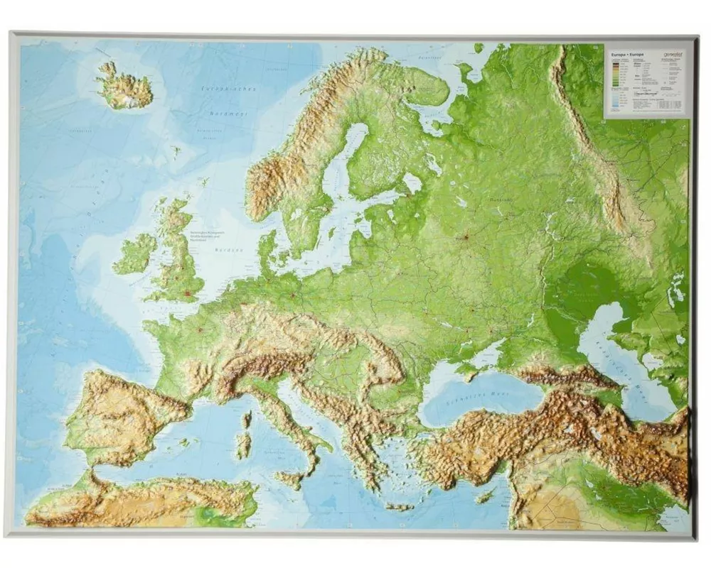 Reliefkarte Europa Gross 1 : 8 000 000