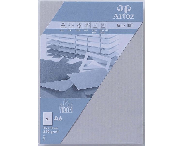 ARTOZ 1001 Karten A6 107326142 220g, lichtgrau 5 Blatt
