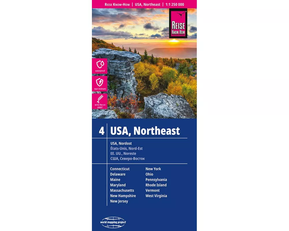Reise Know-How Landkarte USA, Nordost / USA, Northeast (1:1.250.000) : Maine, Maryland, New York, Ohio, West Virginia