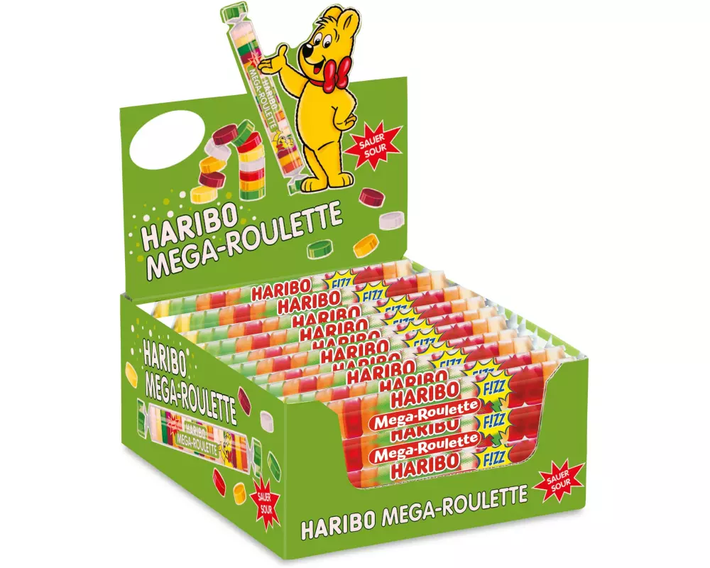 Haribo Fruchtgummi-Rolle Mega Roulette Sauer 45 g