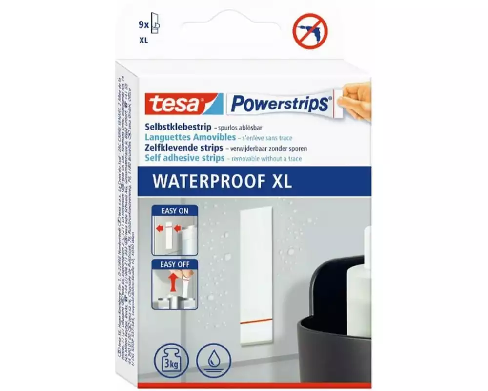 tesa Klebehaken Powerstrips Wasserfall 3 kg, Weiss