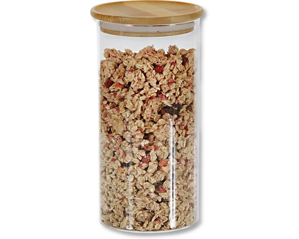 Kesper Vorratsglas 1.2 l mit Bambusdeckel Transparent Braun