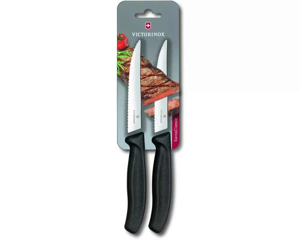 Victorinox Steakmesser Swisss Classic Gourmet Mittel, 2 Stück, Schwarz