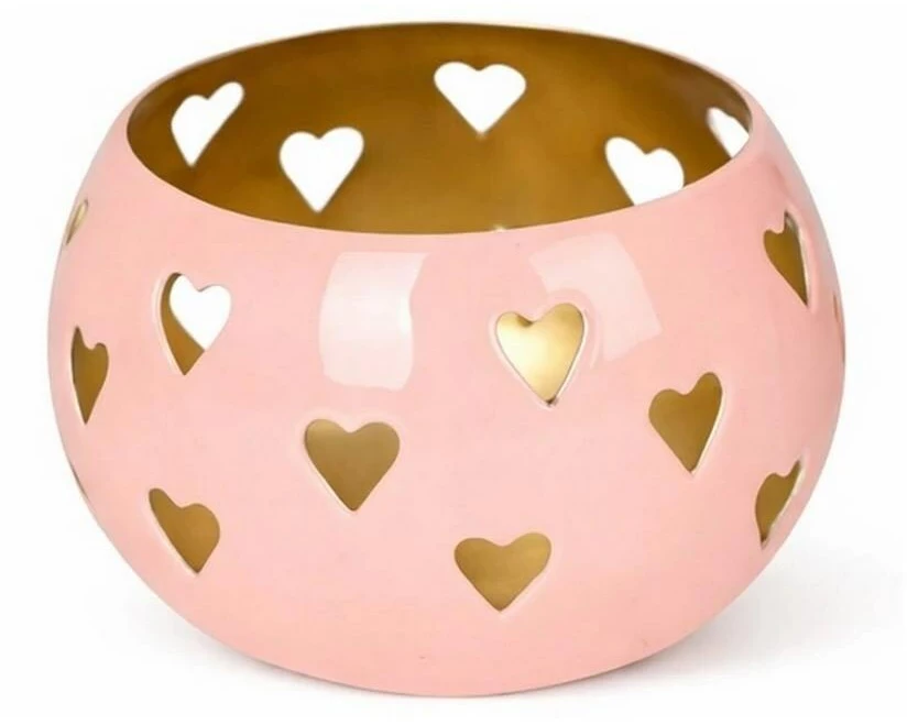CHALET Windlicht Kugelherz 10 x 10 x 7.5 cm, Rosa