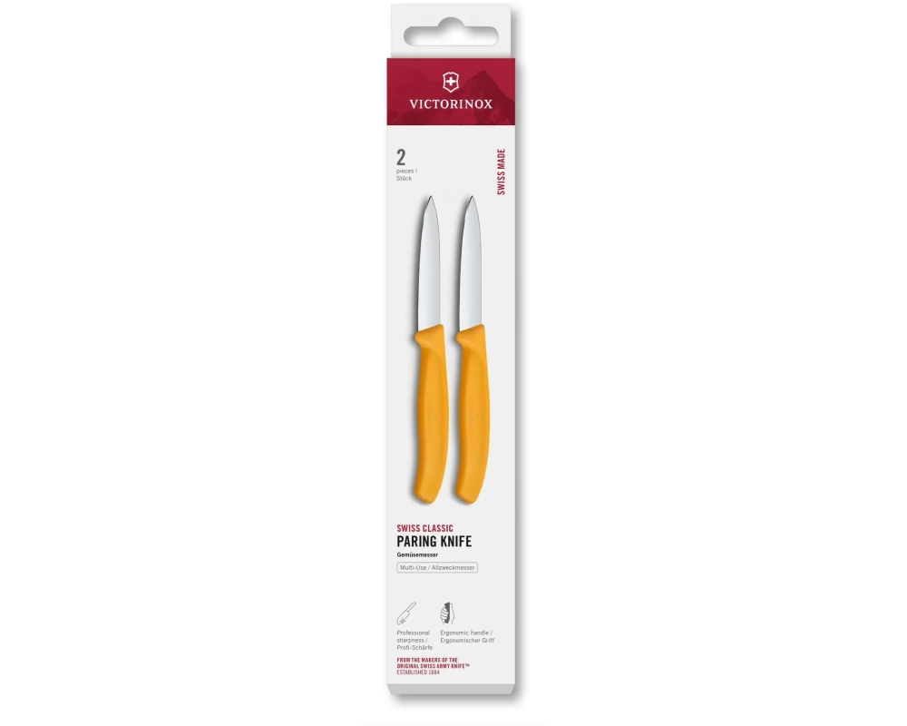 Victorinox Messer-Set Swiss Classic, 8 cm, Gelb, 2 Stück