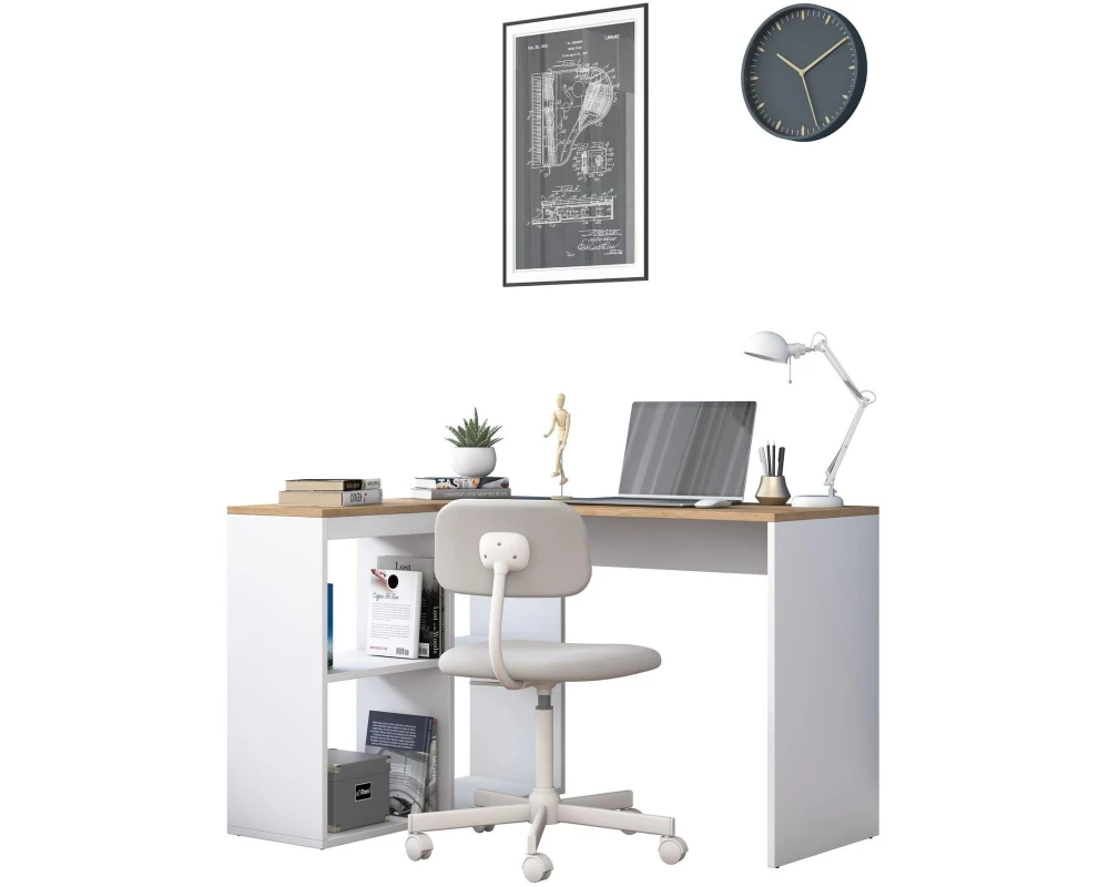 Woody Fashion Bürotisch Weiss, 120 x 74.8 x 50 cm
