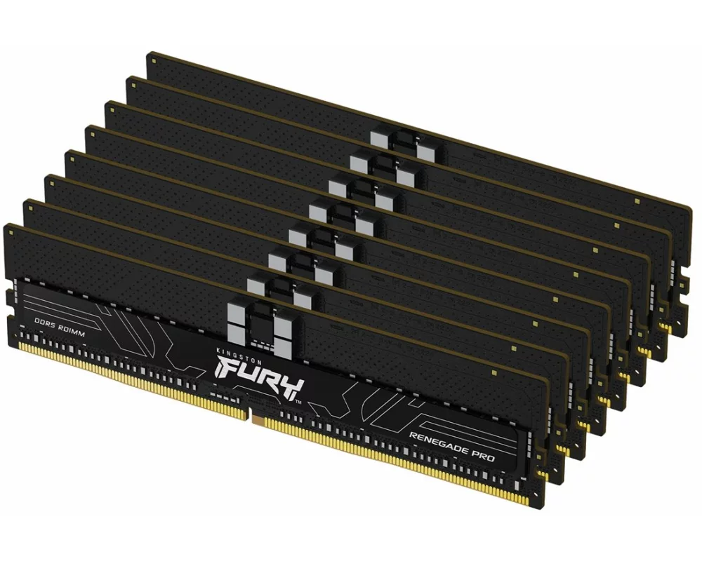 Kingston 128GB, 6400MT/s, DDR5, ECC, Reg, CL32, DIMM, Kit of 8, FURY Renegade Pro, EXPO
