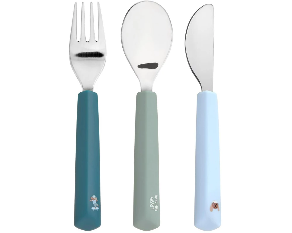 Lässig Kinderbesteckset Tiny Team Dog 3-teilig, Blau