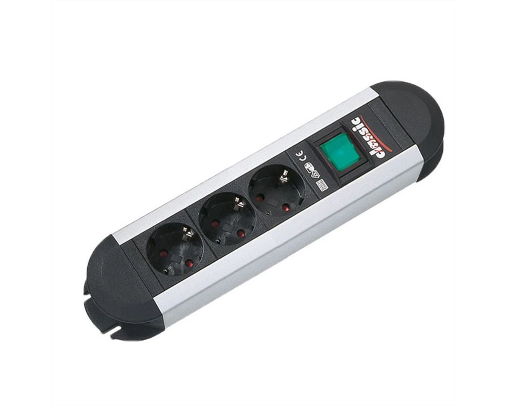 BACHMANN PRIMO Steckdosenleiste 3x Schutzkontakt, Aluminium, mit Schalter, 1,75 m