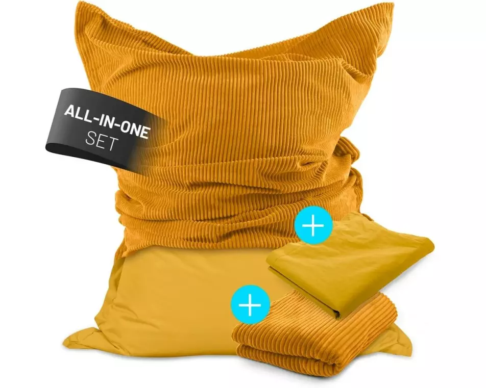 Lumaland Sitzsack + Cordhülle Senfgelb, 380 l