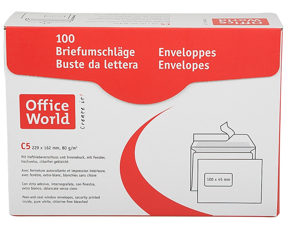 OFFICE WORLD Couvert 25856 C5 80g Fenster links 100S.