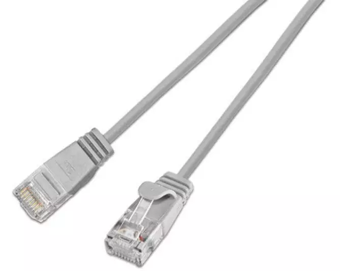 SLIM Slimpatchkabel RJ-45 - RJ-45, Cat 6, UTP, 0.15 m, Grau