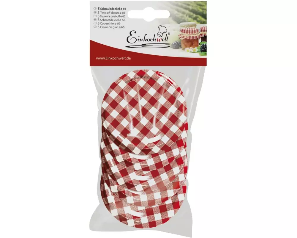Einkochwelt Deckel 5 Stück, Ø 66 mm