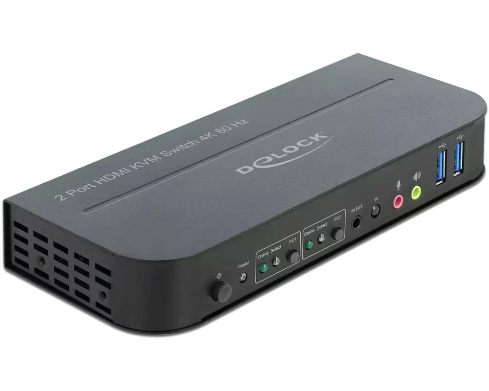 Delock KVM Switch 2 Port HDMI mit USB 3.0 und Audio 4k 60Hz