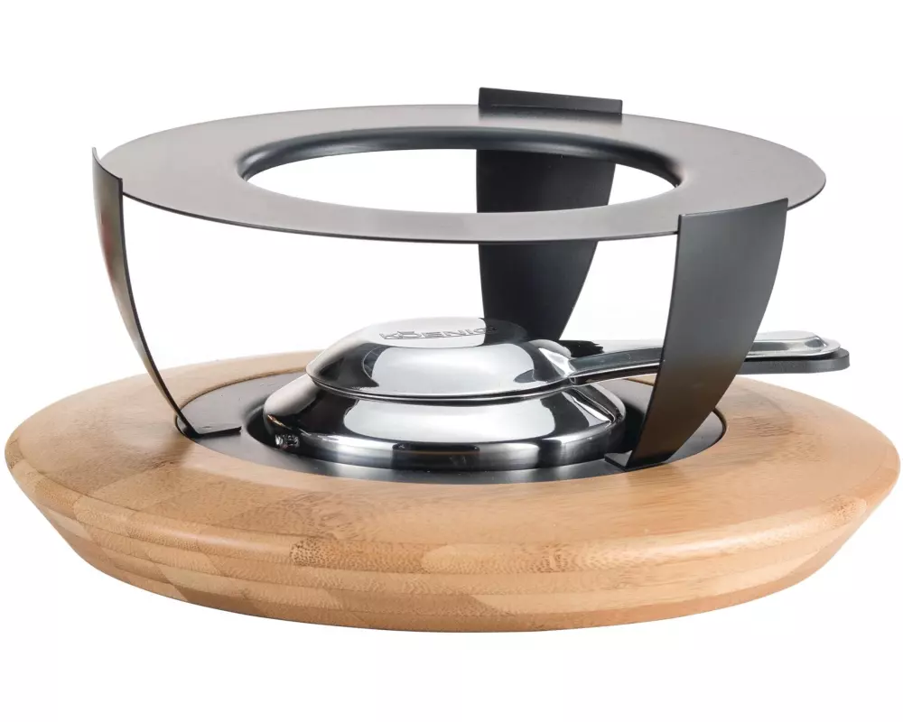 Koenig Fondue-Rechaud Bamboo Anthrazit/Hellbraun/Silber